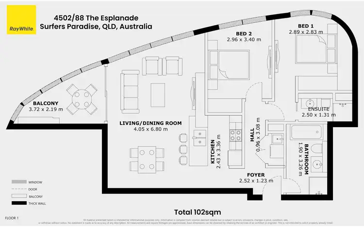 Floorplan of Homely apartment listing, 4502/88 The Esplanade, Surfers Paradise QLD 4217