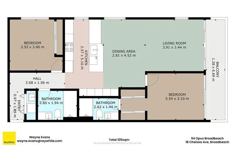 Floorplan of Homely apartment listing, 94/18 Chelsea Avenue, Broadbeach QLD 4218
