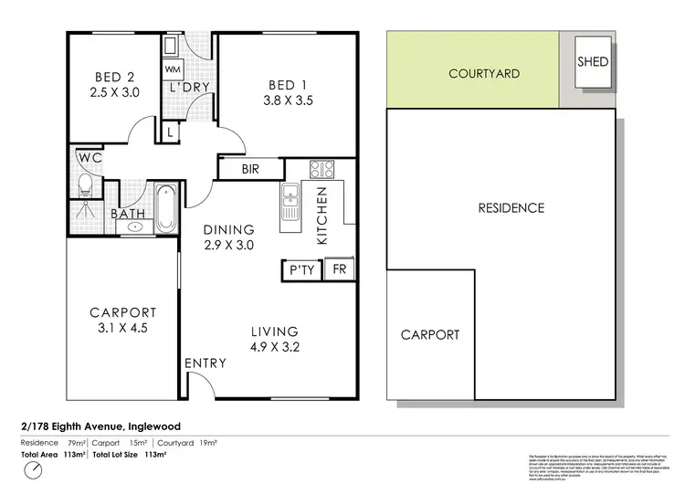 Floorplan of Homely villa listing, 2/178 Eighth Avenue, Inglewood WA 6052