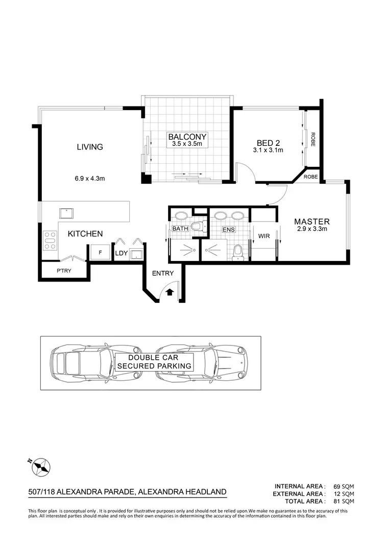 Floorplan of Homely unit listing, 507/118 Alexandra Parade, Alexandra Headland QLD 4572