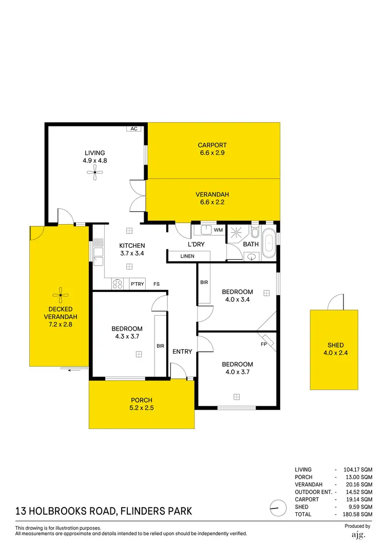 Floorplan of Homely house listing, 13 Holbrooks Road, Flinders Park SA 5025