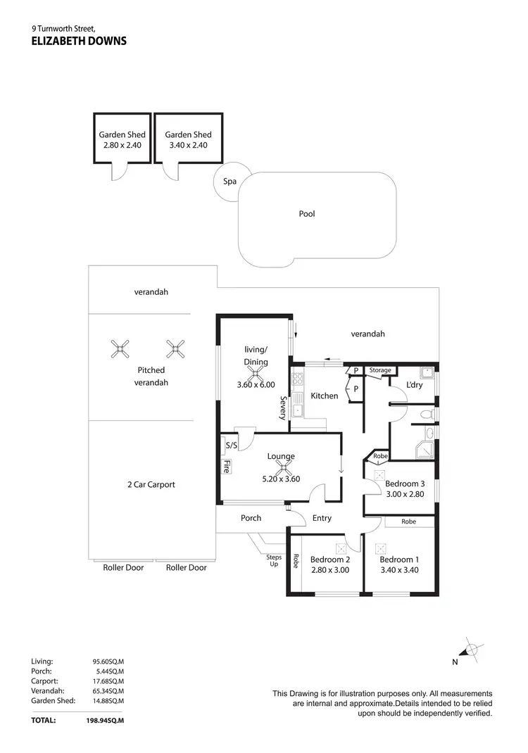 Floorplan of Homely house listing, 9 Turnworth Street, Elizabeth Downs SA 5113