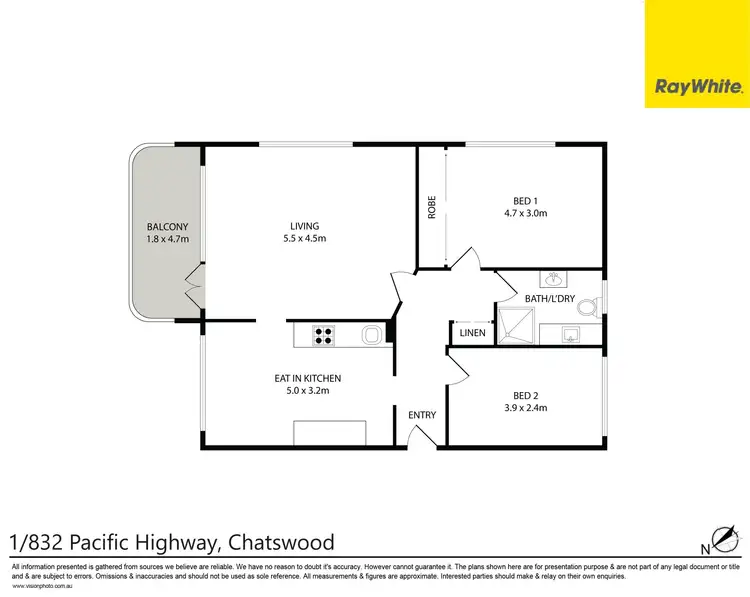 Floorplan of Homely unit listing, 1/832 Pacific Highway, Chatswood NSW 2067