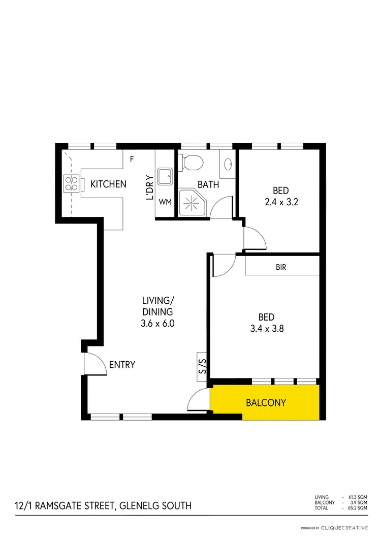 Floorplan of Homely unit listing, 12/1 Ramsgate Street, Glenelg South SA 5045