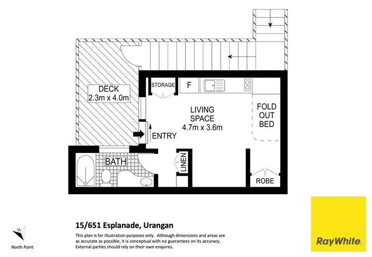Floorplan of Homely studio listing, 15/651 Esplanade, Urangan QLD 4655