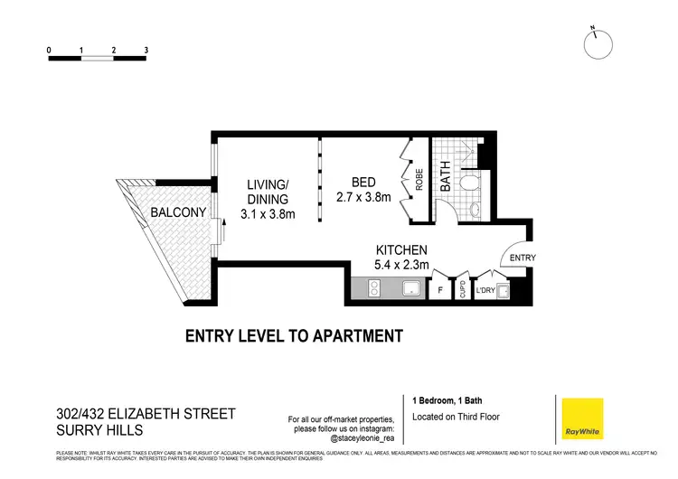 Floorplan of Homely studio listing, 302/432 Elizabeth Street, Surry Hills NSW 2010