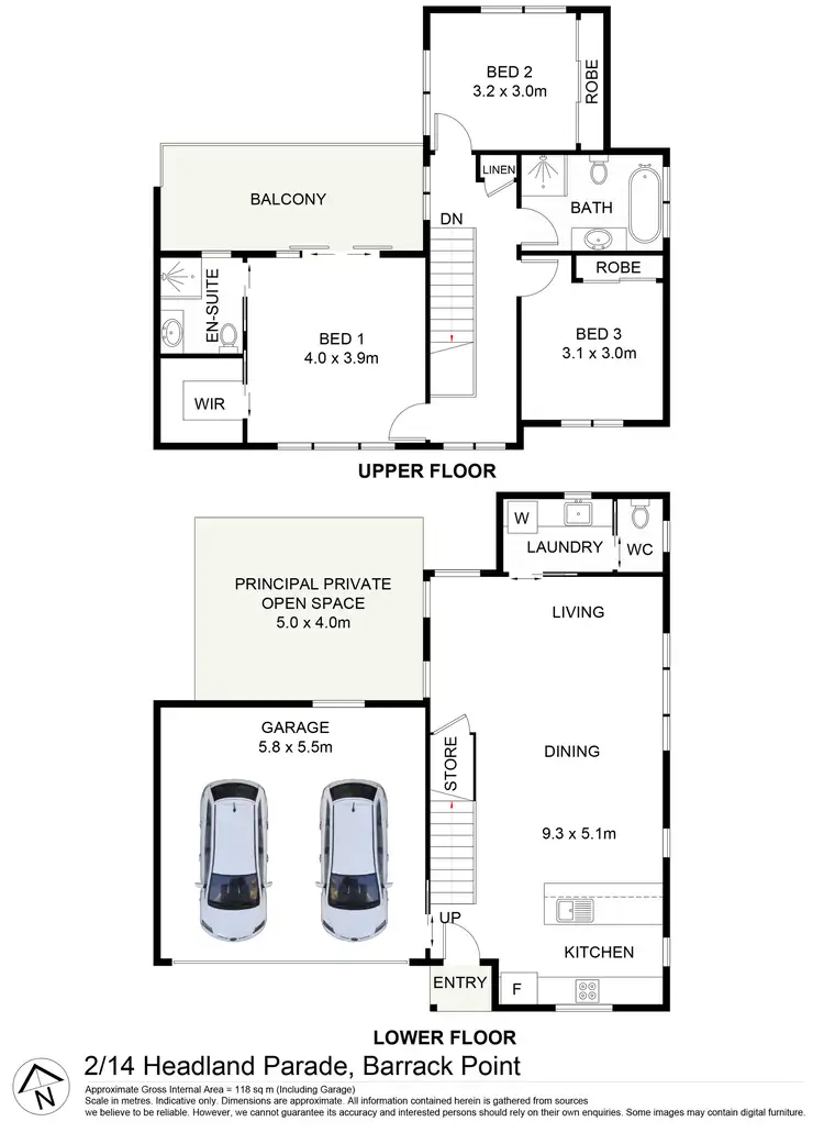 Floorplan of Homely townhouse listing, 2/14 Headland Parade, Barrack Point NSW 2528