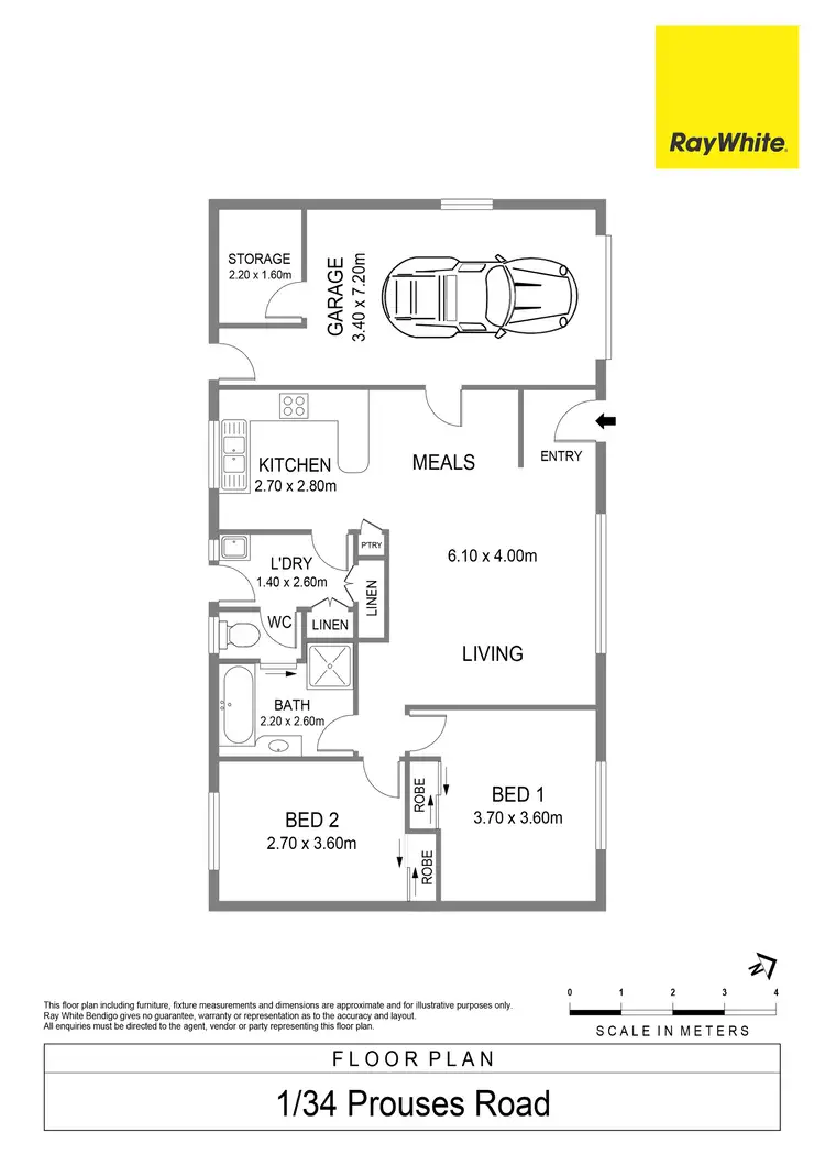 Floorplan of Homely unit listing, 1/34 Prouses Road, North Bendigo VIC 3550