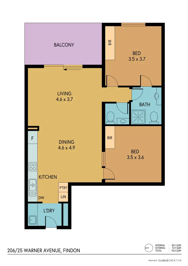 Floorplan of Homely apartment listing, 206/25 Warner Avenue, Findon SA 5023