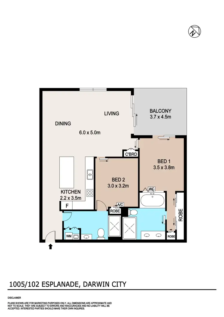 Floorplan of Homely apartment listing, 1005/102 Esplanade, Darwin City NT 800