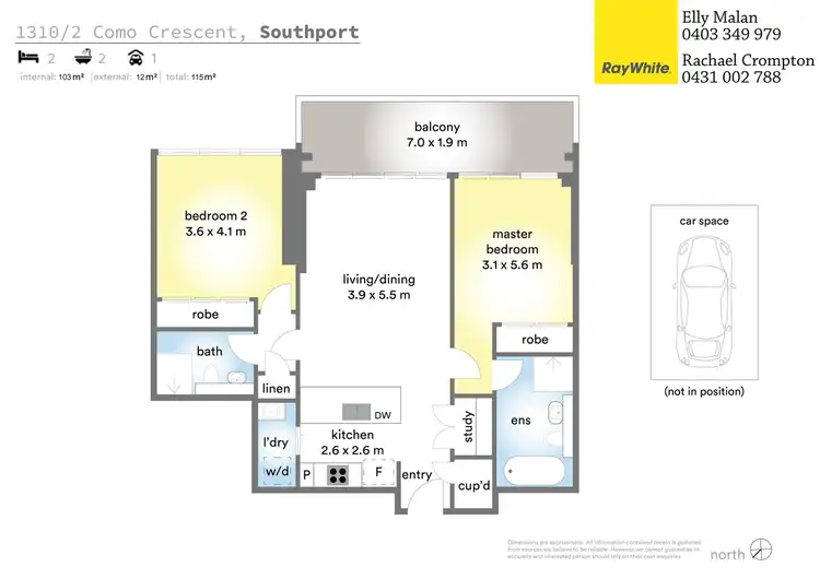 Floorplan of Homely apartment listing, 1310/2 Como Crescent, Southport QLD 4215