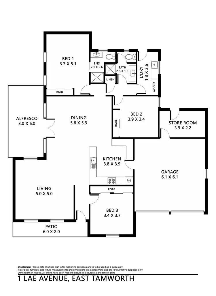 Floorplan of Homely house listing, 1 Lae Avenue, Tamworth NSW 2340