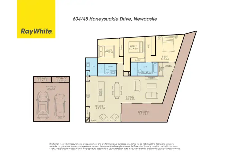 Floorplan of Homely apartment listing, 604/45 Honeysuckle Drive, Newcastle NSW 2300