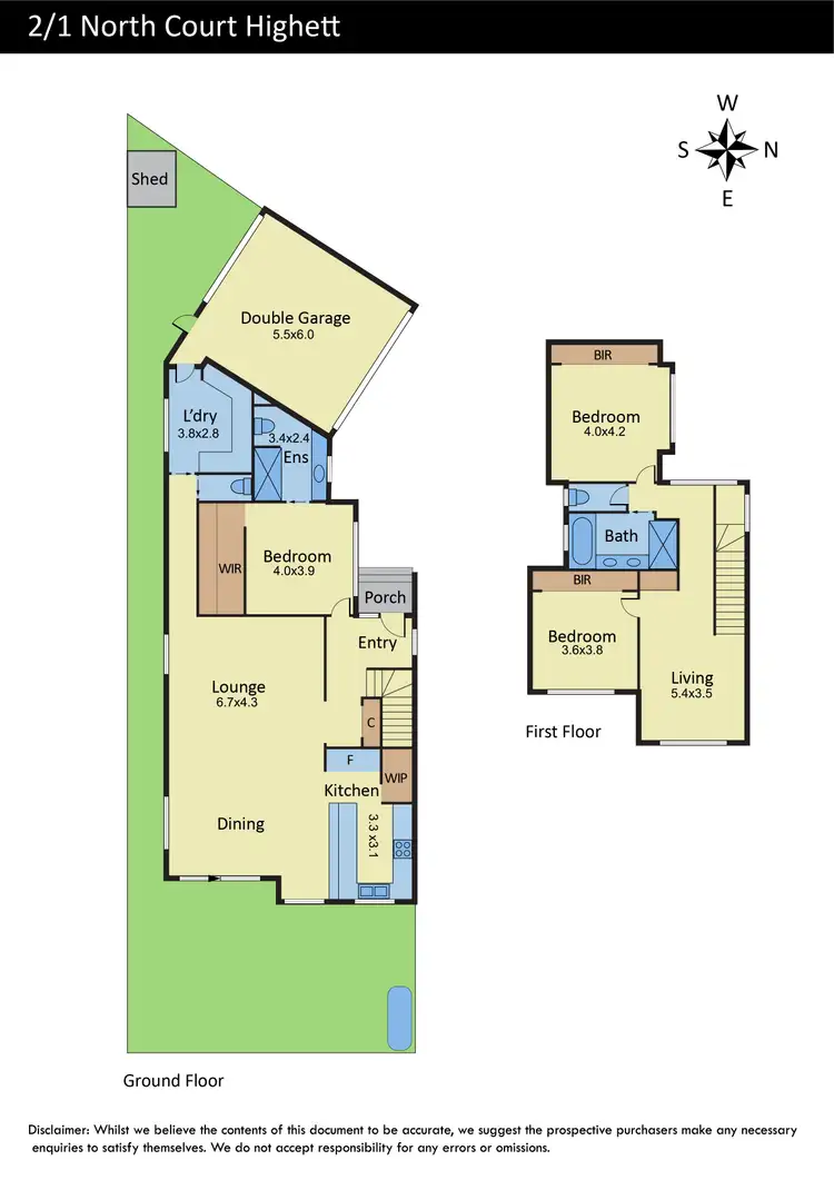 Floorplan of Homely townhouse listing, 2/1 North Court, Highett VIC 3190