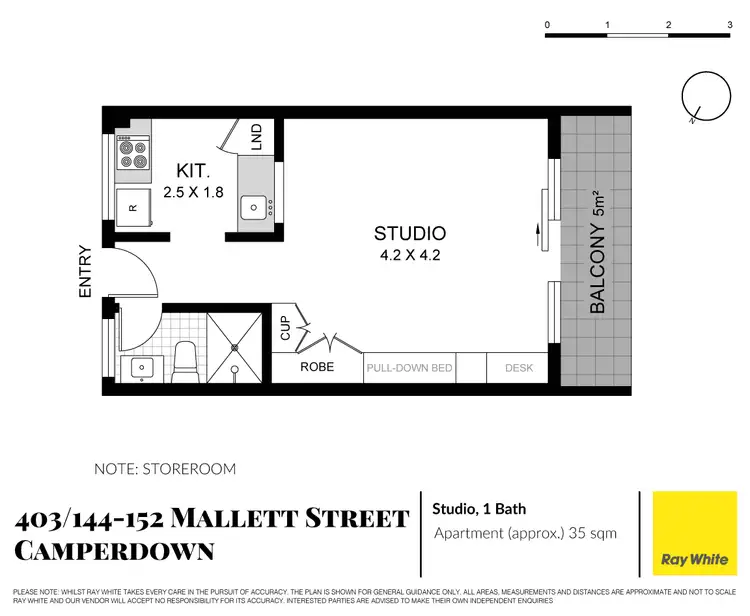 Floorplan of Homely studio listing, 403/144-152 Mallet Street, Camperdown NSW 2050