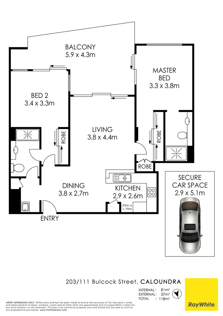 Floorplan of Homely unit listing, Unit 203/111 Bulcock Street, Caloundra QLD 4551