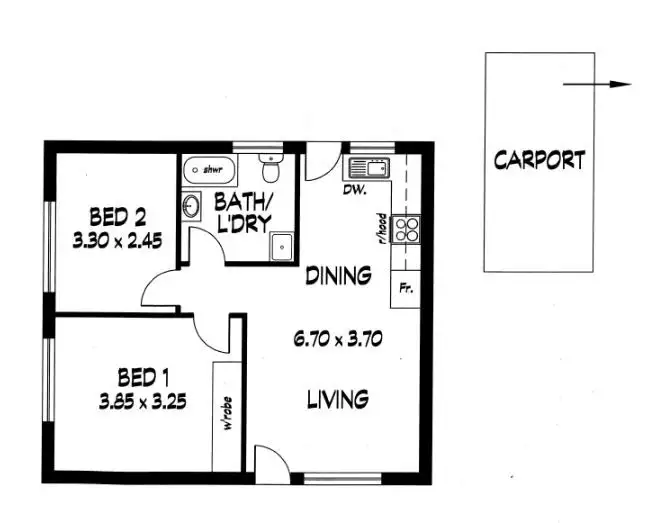 Floorplan of Homely unit listing, 1/23 East Street, Torrensville SA 5031