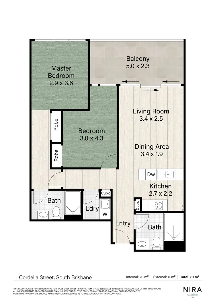Floorplan of Homely unit listing, 11807/1 Cordelia Street (Entrance off Peel St), South Brisbane QLD 4101