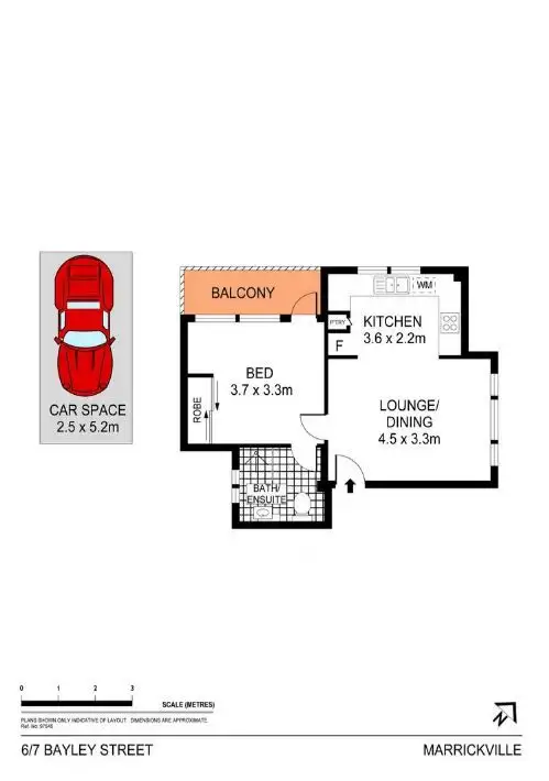 Floorplan of Homely apartment listing, 6/7 Bayley Street, Marrickville NSW 2204