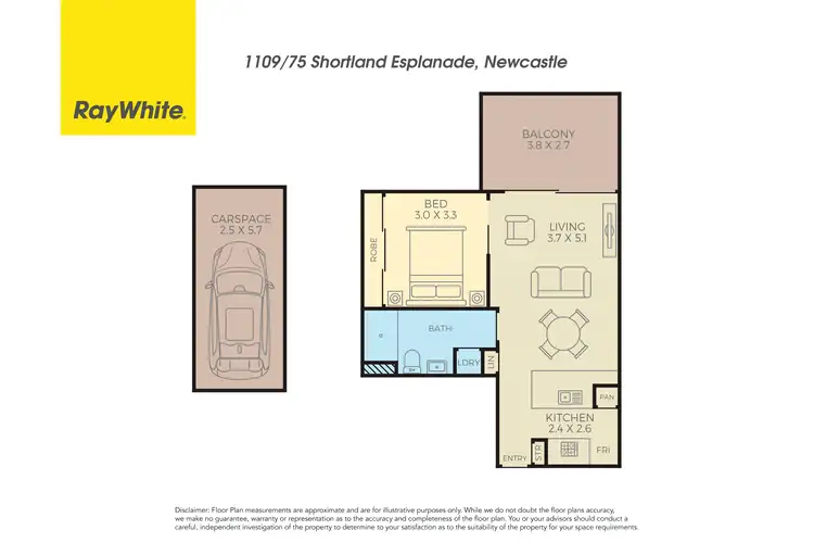 Floorplan of Homely apartment listing, 1109/75 Shortland Esplanade, Newcastle East NSW 2300
