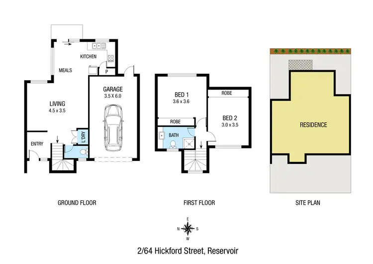 Floorplan of Homely townhouse listing, 2/64 Hickford Street, Reservoir VIC 3073