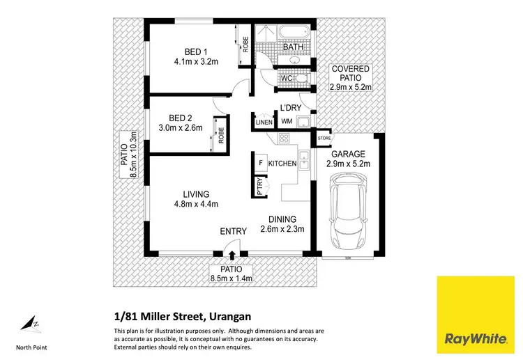 Floorplan of Homely villa listing, 1/81 Miller Street, Urangan QLD 4655