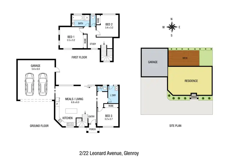 Floorplan of Homely townhouse listing, 2/22 Leonard Avenue, Glenroy VIC 3046