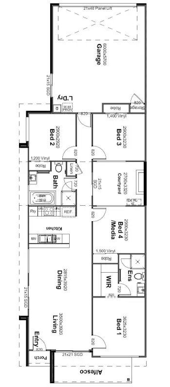 Floorplan of Homely townhouse listing, 1 Freycinet Lane, South Ripley QLD 4306