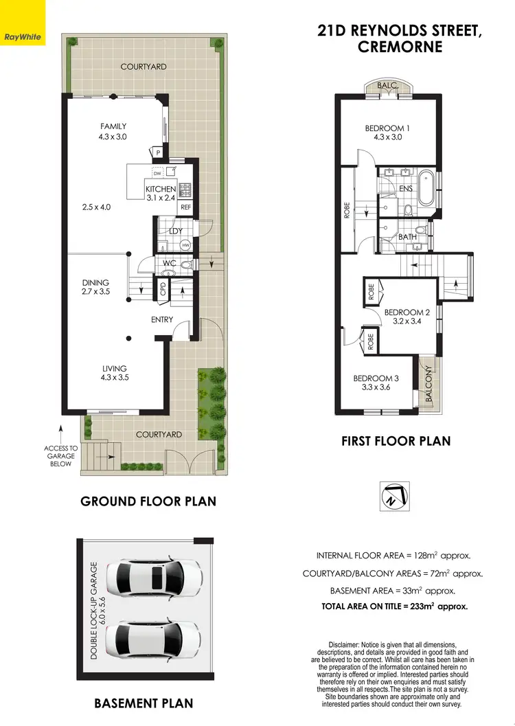 Floorplan of Homely townhouse listing, 21D Reynolds Street, Cremorne NSW 2090