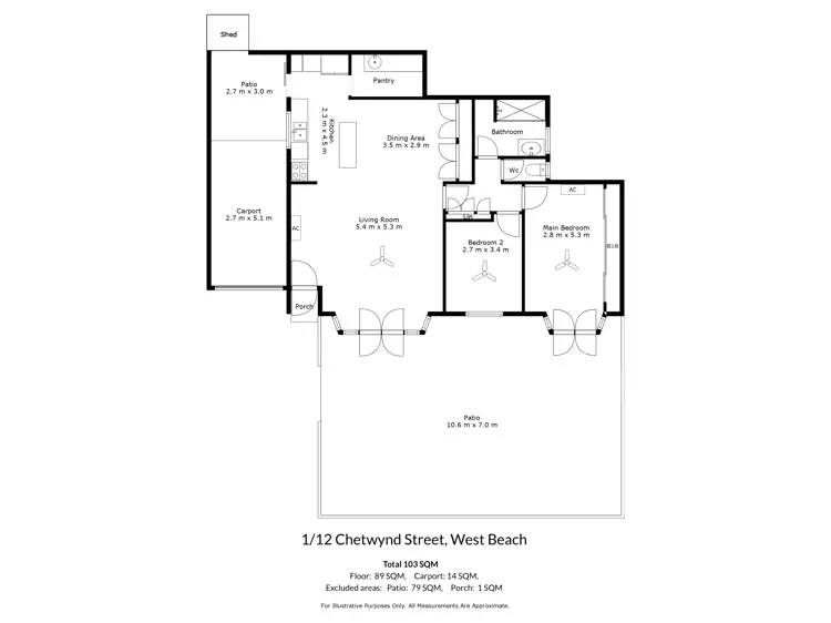 Floorplan of Homely unit listing, 1/12 Chetwynd Street, West Beach SA 5024