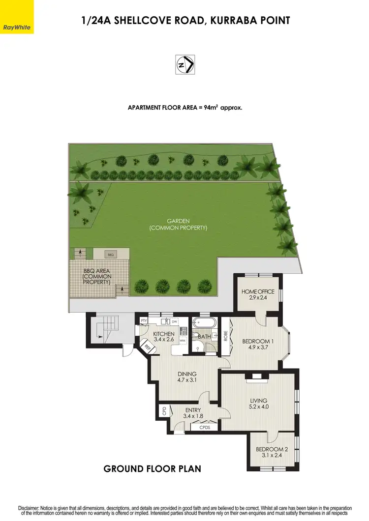 Floorplan of Homely apartment listing, 1/24A Shellcove Road, Kurraba Point NSW 2089