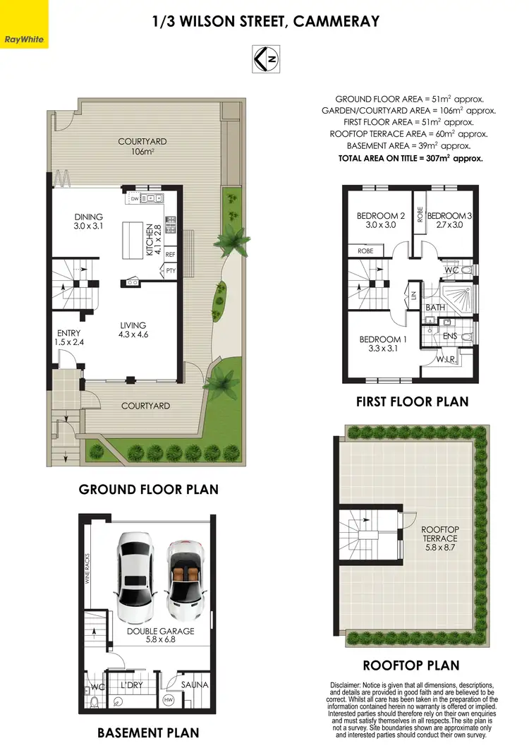 Floorplan of Homely townhouse listing, 1/3 Wilson Street, Cammeray NSW 2062
