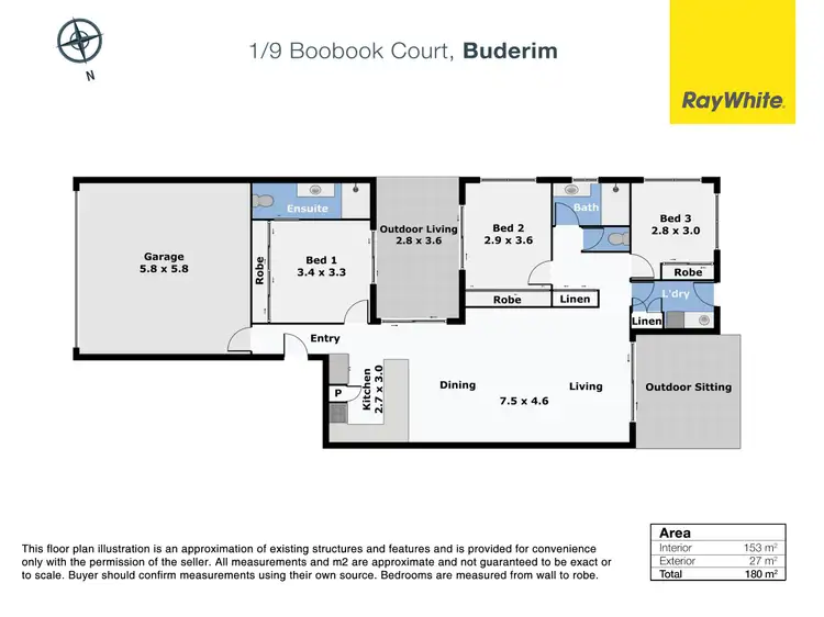 Floorplan of Homely semi-detached listing, 1/9 Boobook Court, Buderim QLD 4556