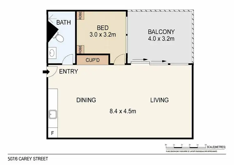 Floorplan of Homely unit listing, 507/6 Carey Street, Darwin City NT 800