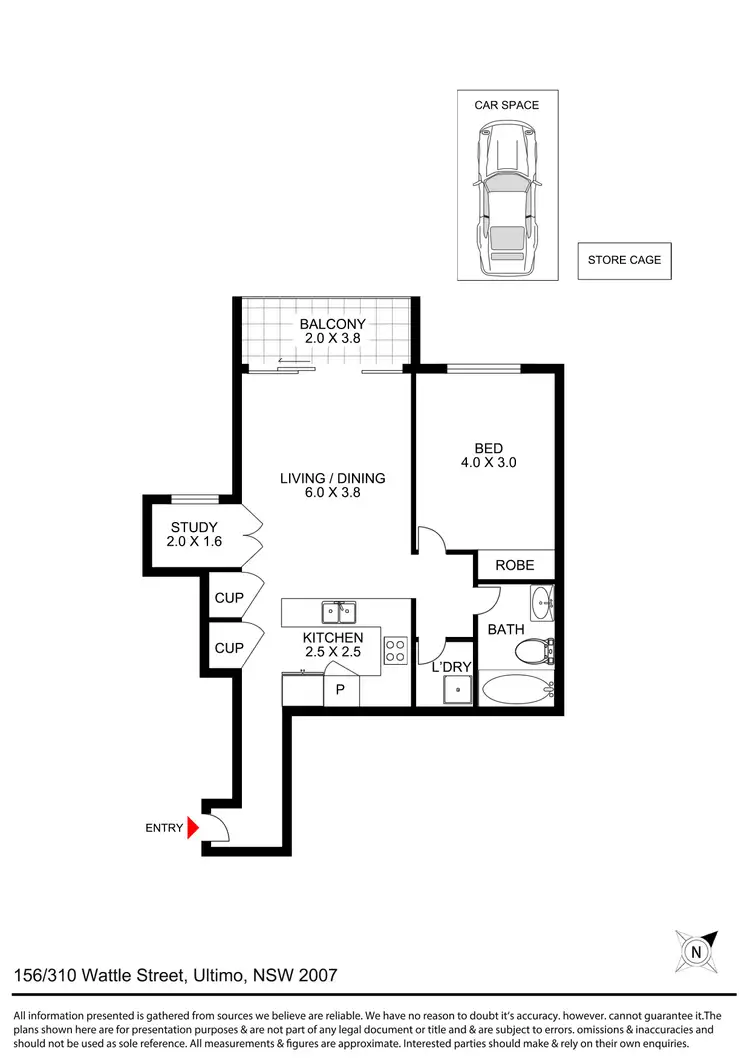 Floorplan of Homely apartment listing, 156/310 Wattle Street, Ultimo NSW 2007