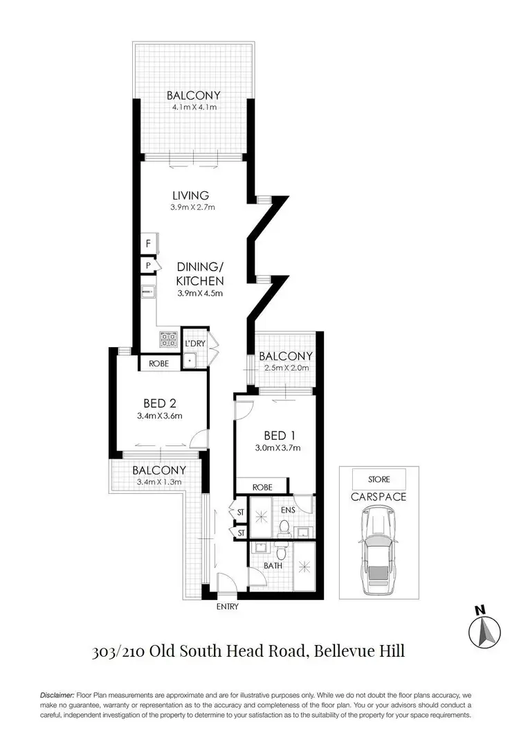 Floorplan of Homely apartment listing, 303/210 Old South Head Road, Bellevue Hill NSW 2023
