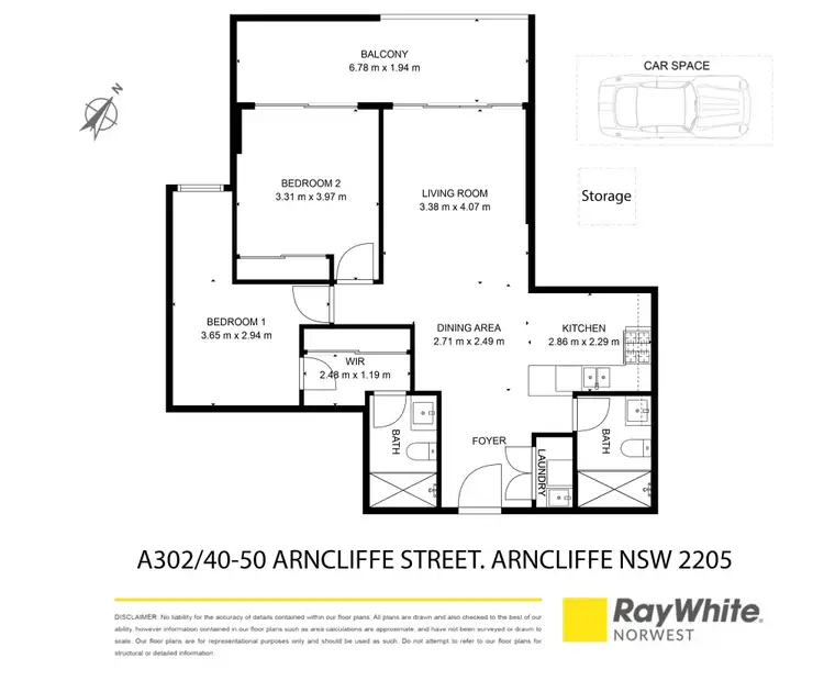 Floorplan of Homely apartment listing, A302/40-50 Arncliffe Street, Wolli Creek NSW 2205
