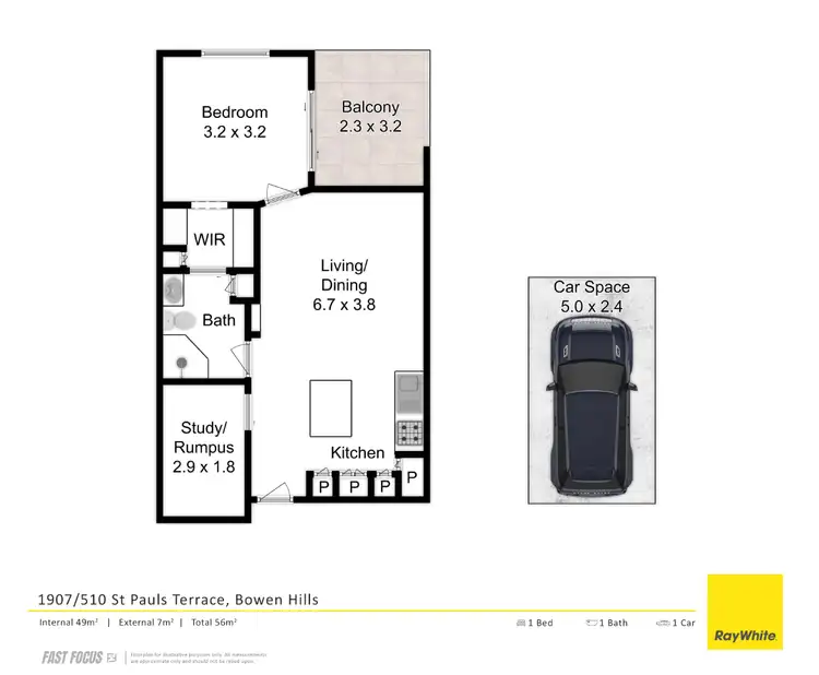 Floorplan of Homely apartment listing, 1907/510 Saint Pauls Terrace, Bowen Hills QLD 4006
