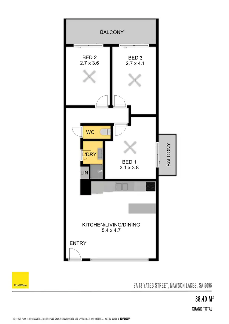 Floorplan of Homely unit listing, 27/13 Yates Street, Mawson Lakes SA 5095