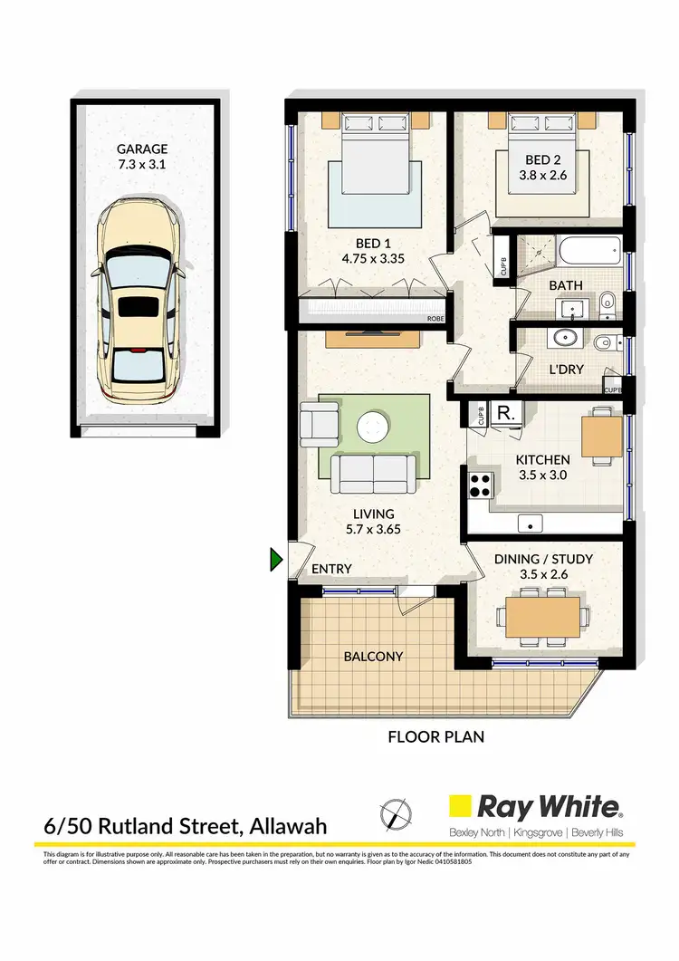 Floorplan of Homely unit listing, 6/50 Rutland Street, Allawah NSW 2218