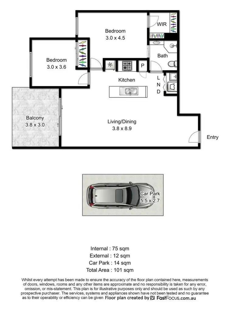 Floorplan of Homely apartment listing, 704/6 Exford Street, Brisbane City QLD 4000
