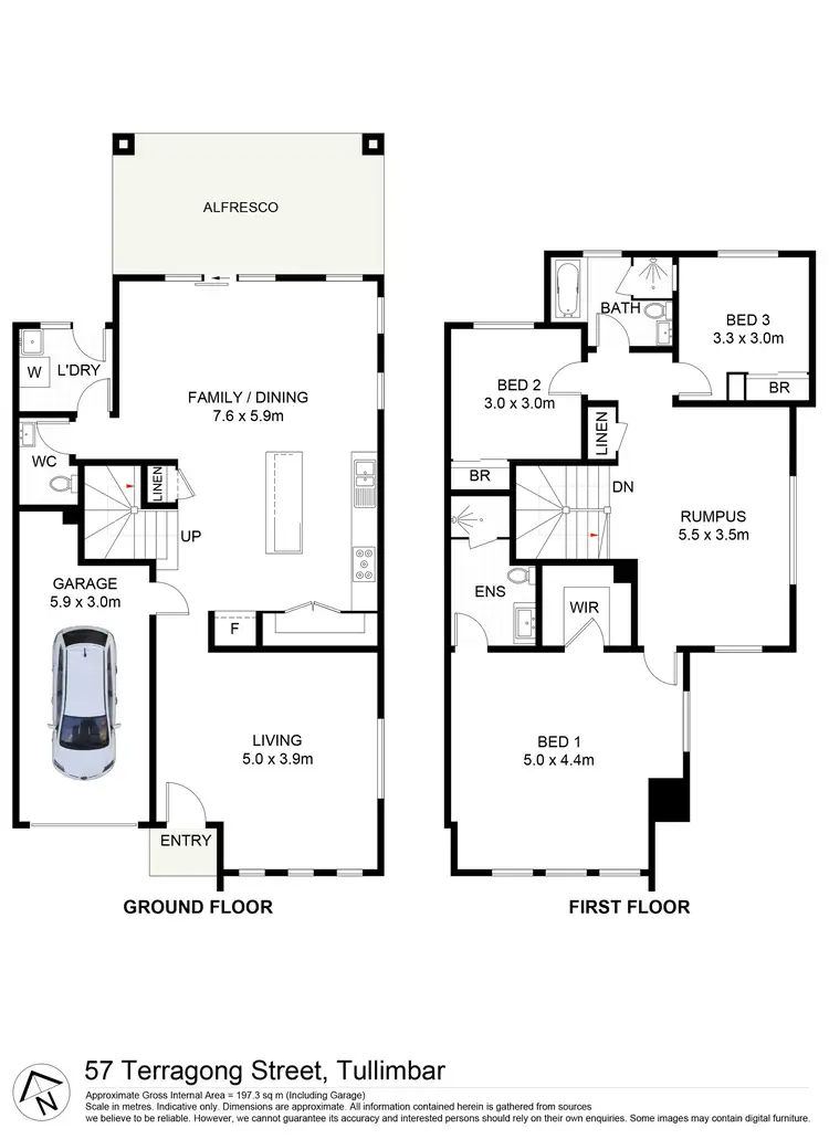 Floorplan of Homely semi-detached listing, 57 Terragong Street, Tullimbar NSW 2527