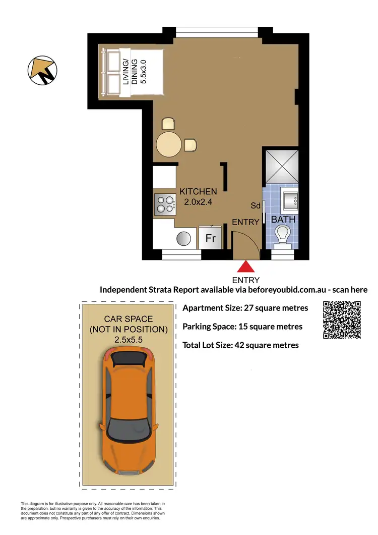 Floorplan of Homely studio listing, 238/58 Cook Road, Centennial Park NSW 2021
