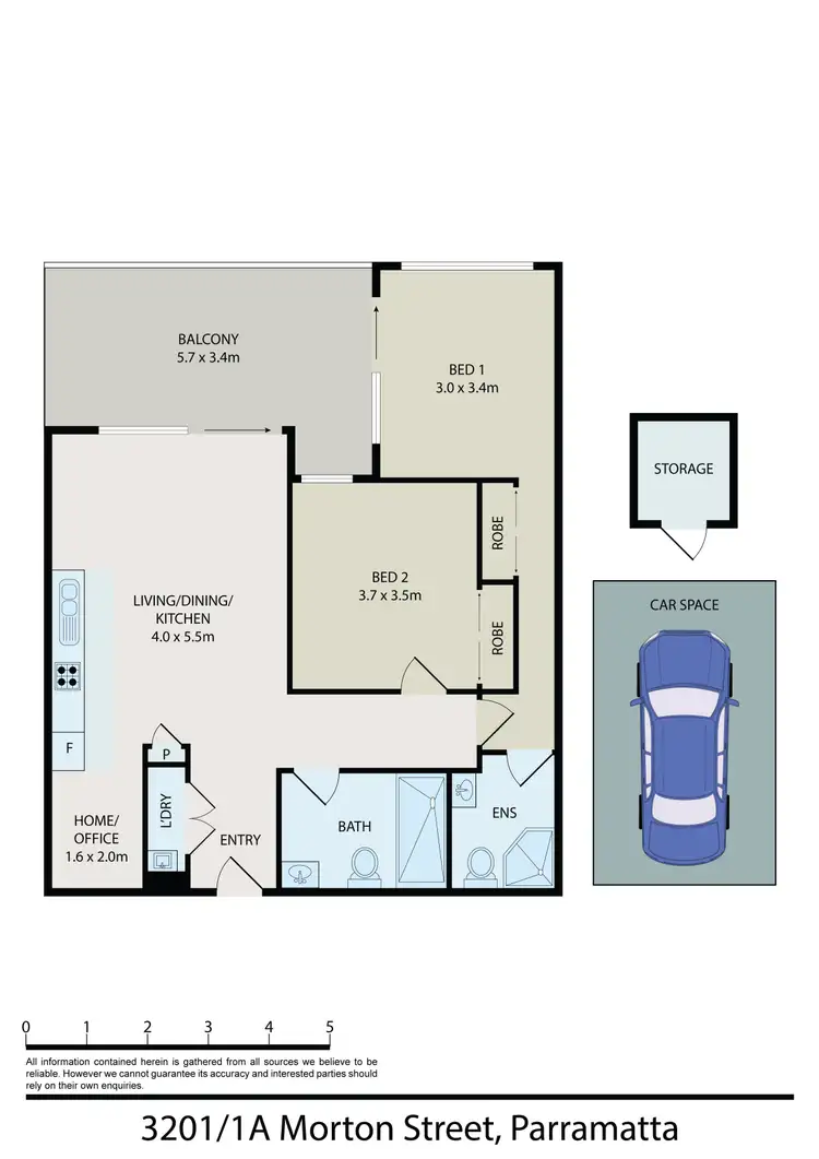 Floorplan of Homely apartment listing, 3201/1A Morton Street, Parramatta NSW 2150