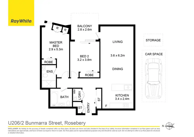 Floorplan of Homely apartment listing, 206/2 Bunmarra Street, Rosebery NSW 2018