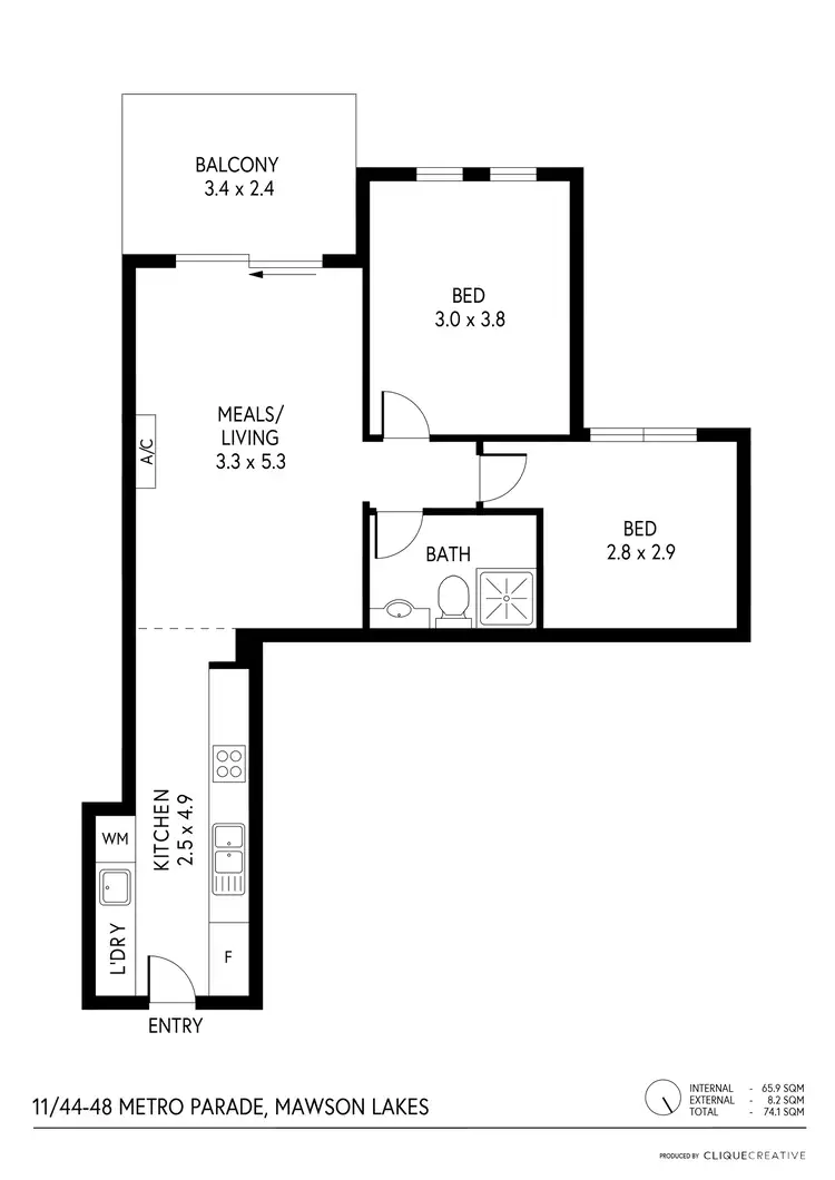 Floorplan of Homely unit listing, 11/44-48 Metro Parade, Mawson Lakes SA 5095