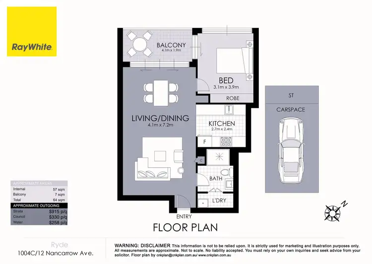 Floorplan of Homely apartment listing, 1004C/12 Nancarrow Avenue, Ryde NSW 2112