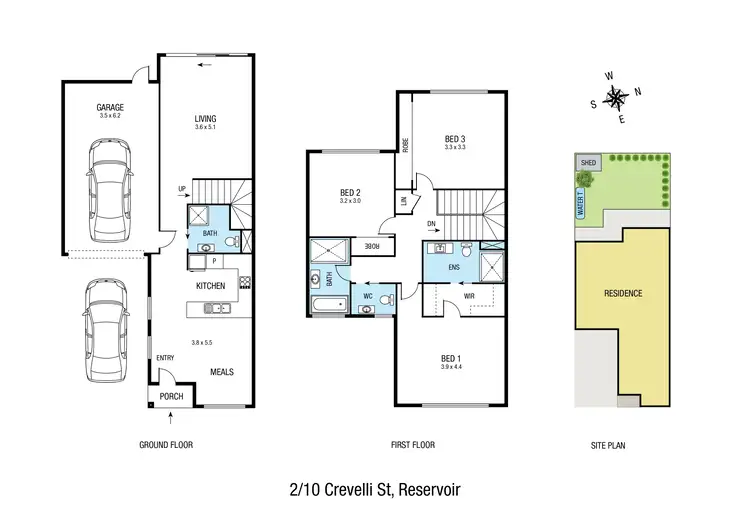 Floorplan of Homely townhouse listing, 2/10 Crevelli Street, Reservoir VIC 3073