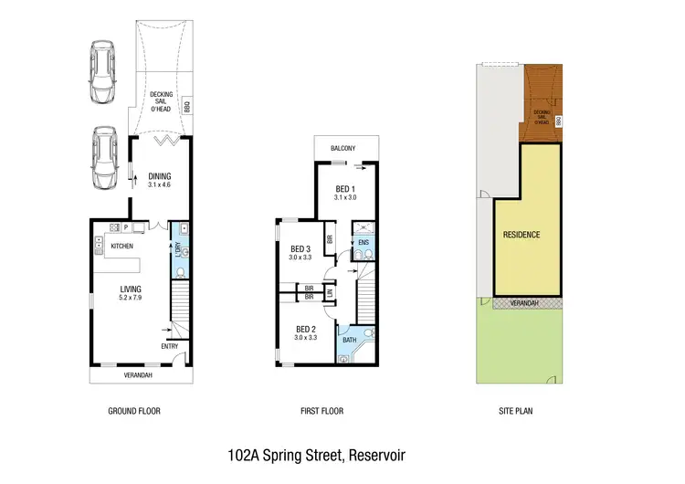 Floorplan of Homely townhouse listing, 102A Spring Street, Reservoir VIC 3073