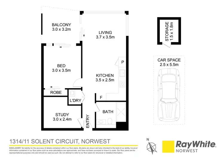 Floorplan of Homely apartment listing, 1314/11 Solent Circuit, Norwest NSW 2153